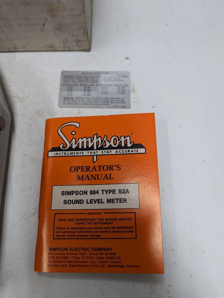 Simpson 884 Sound Level Meter