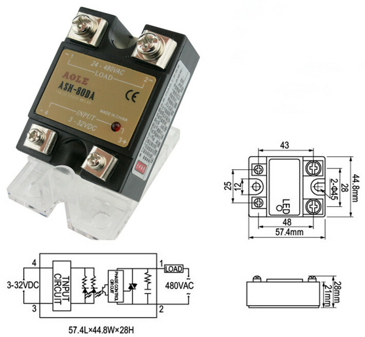 3-32VDC normally open single-phase solid state relay ASH-80DA DC-AC