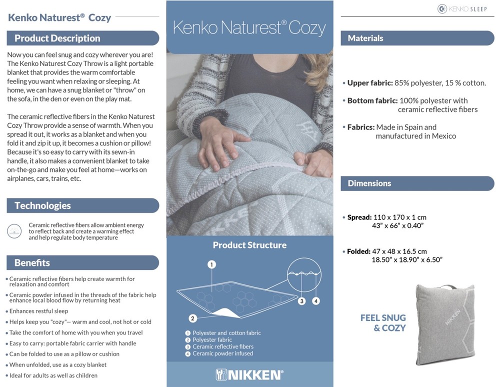 NEW - Nikken Kenko Naturest Cozy Throw