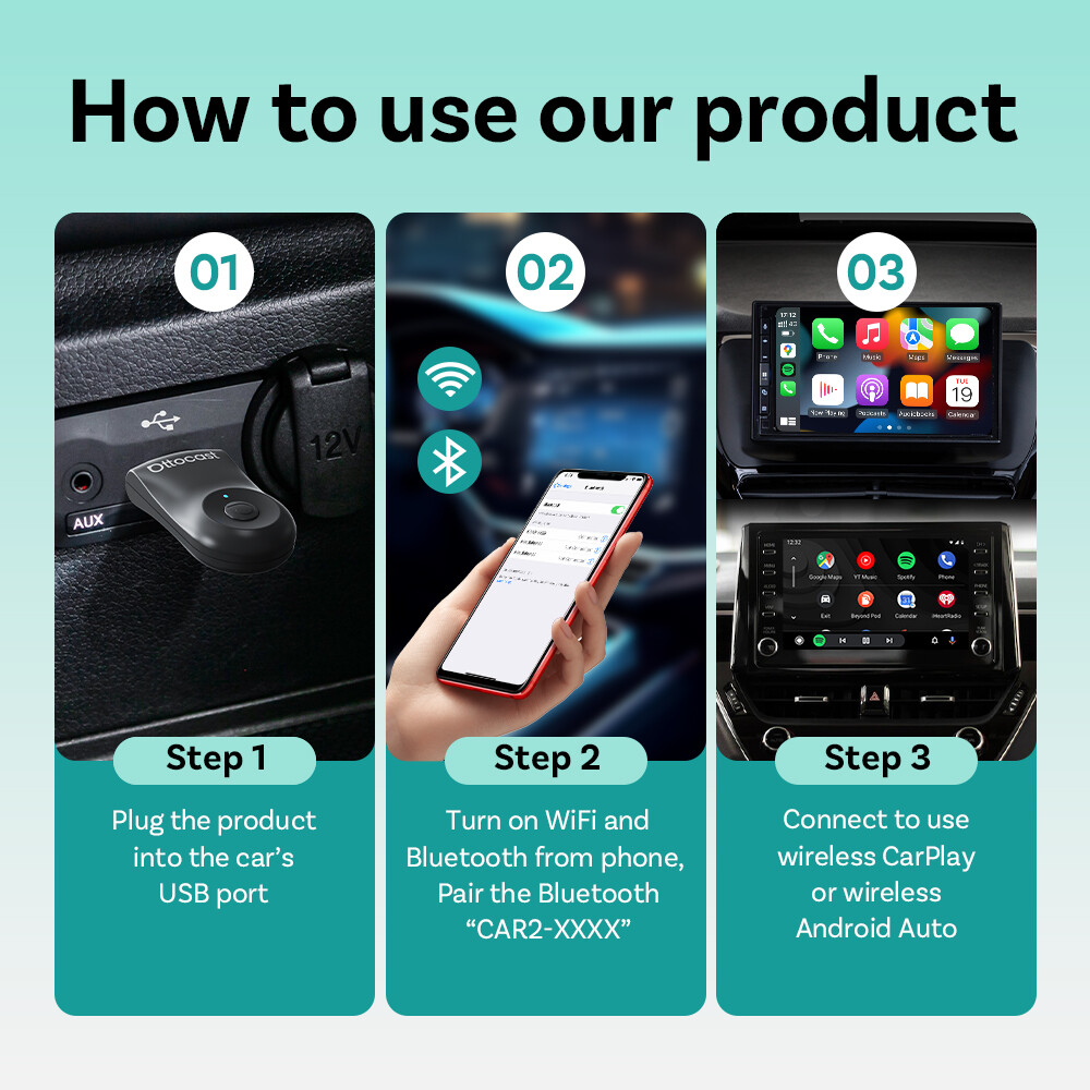 USB Auto Wireless CarPlay Adapter For Apple Android Wireless Dongle Plug＆Play US