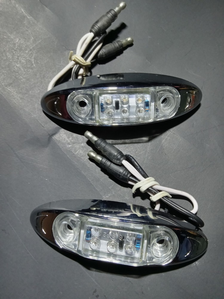 2 Clear Lens Red LED Marker Lights 6 Diodes