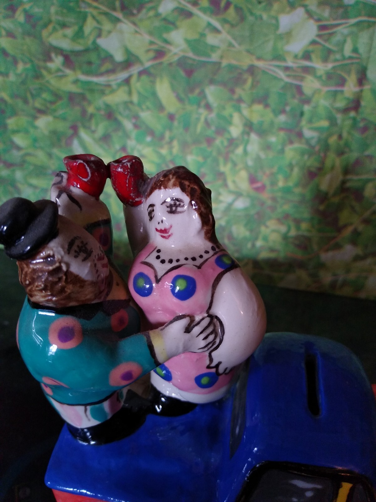 Noi Volkov Jewish Art – Ceramic Sculpture Piggy Bank 2 Partying In A Pickup