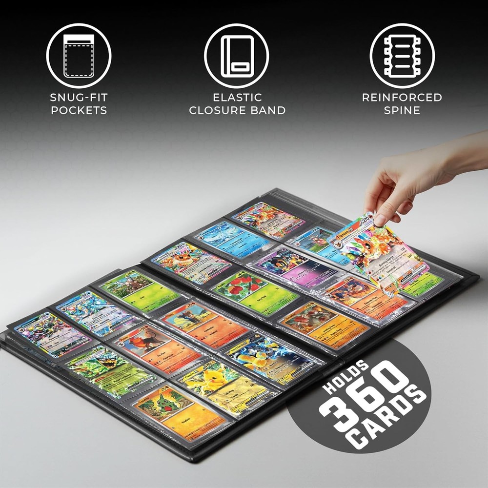 Trading Card Binder Pro-Folio – 9 Pocket Binder - Side-Loading Album, Durable...