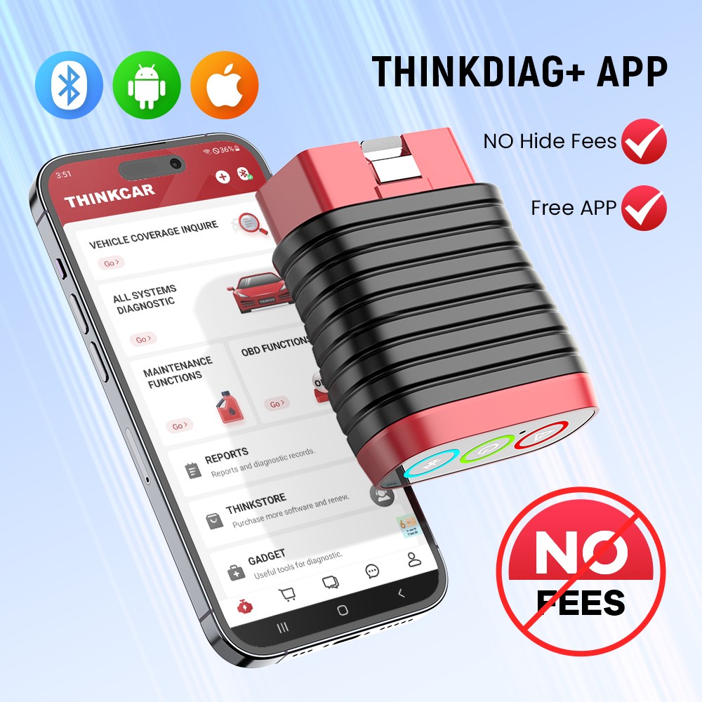 THINKCAR BD6 Car OBD2 Diagnostic Tool Bluetooth Full System Diagnostics 5 Reset