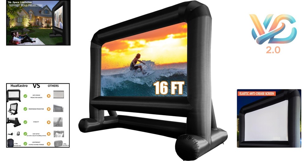 16ft Outdoor Inflatable Projector Screen with Stable Base Easy Setup