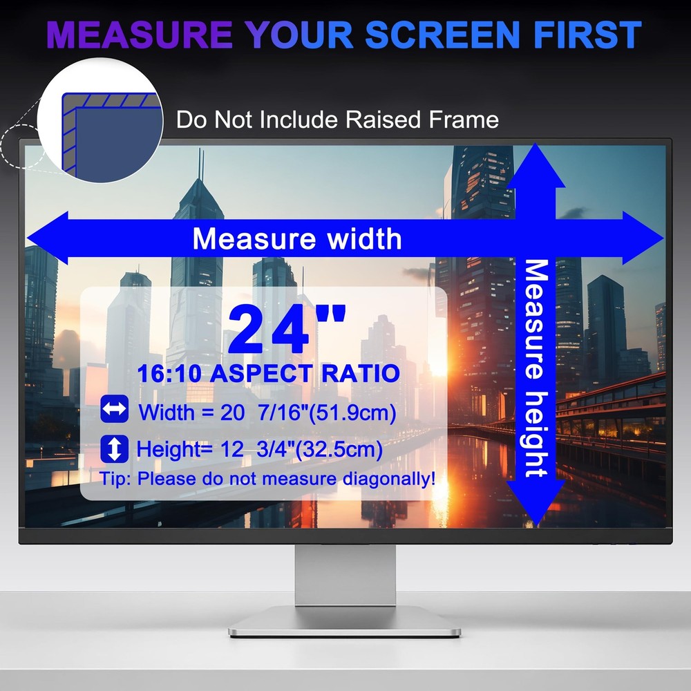 [2 Pack] 24 Inch Computer Privacy Screen for 16:10 Aspect Ratio Widescreen Mo...