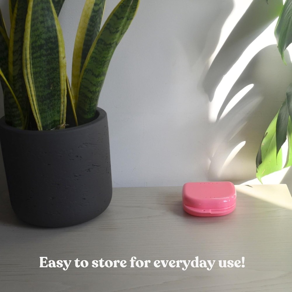 Stylish Pink Ventilated Retainer Case - Ideal for Aligners & Night Guards
