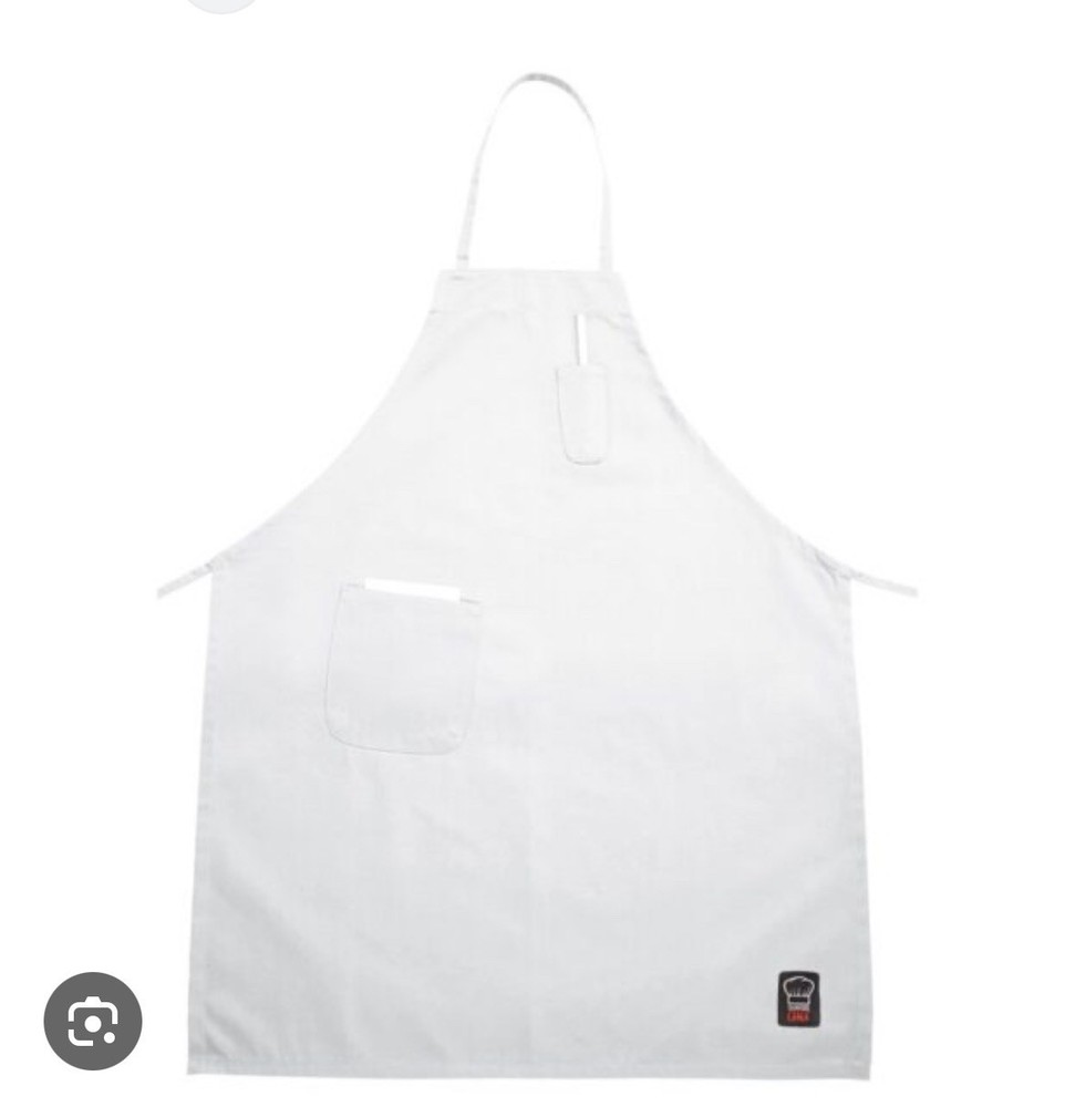 Winco BA-PWH Adjustable Bib Apron White Polyester with Pocket