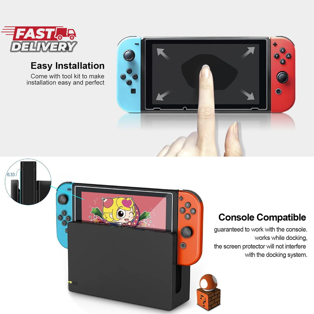 Ivoler [3 Pack] Screen Protector Tempered Glass for Nintendo Switch, Ivoler Tran