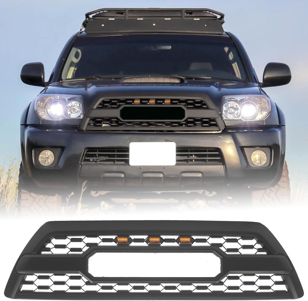 Front Grill Compatible with 4Runner 2006-2009 Matte Black Front Bumper Grille wi