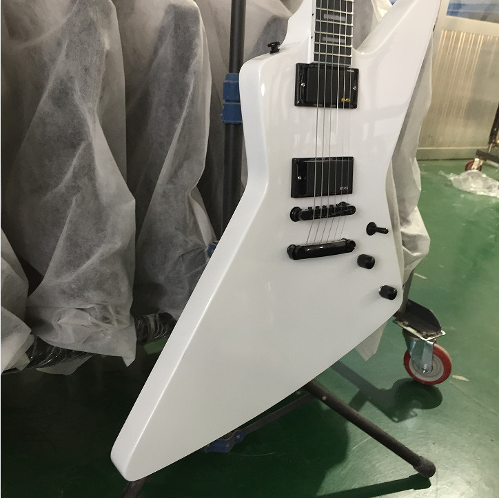 Custom Explore Electric Guitar White H-H Pickups Bone Nut Black Hardware