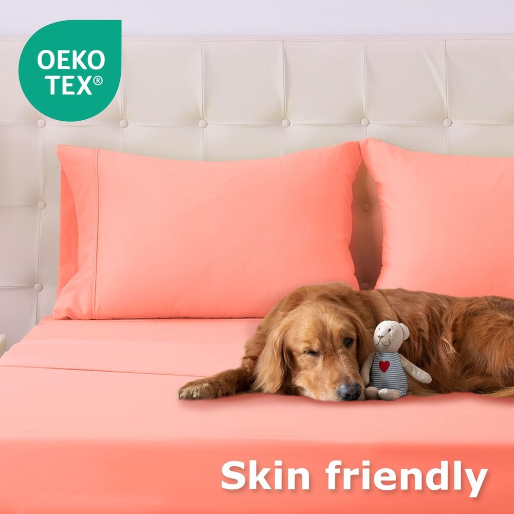 Queen Size Bed Sheet Set - 4 Piece Soft Microfiber Sheets with Deep Pockets, ...