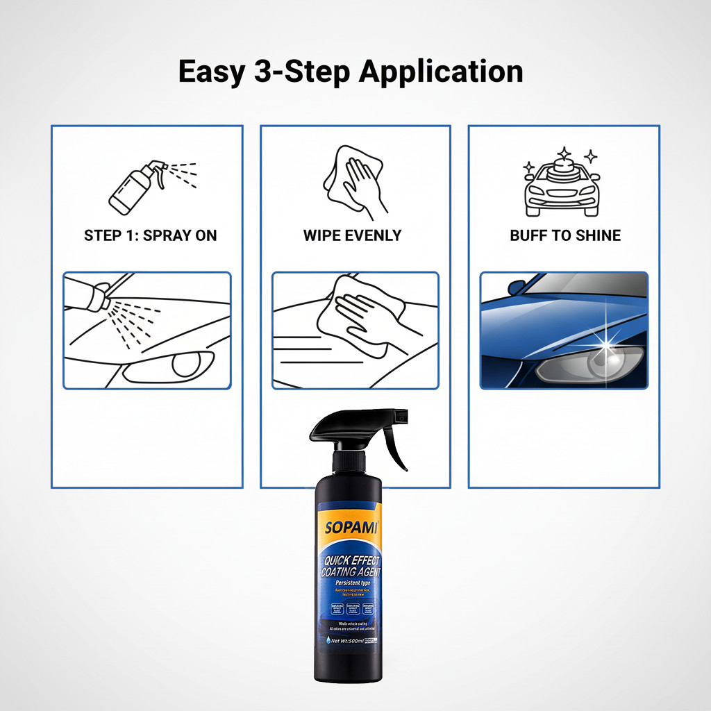 Sopami Car Coating Spray - 16.9 fl oz Waterless Ceramic Coating Car Wax (500ml)
