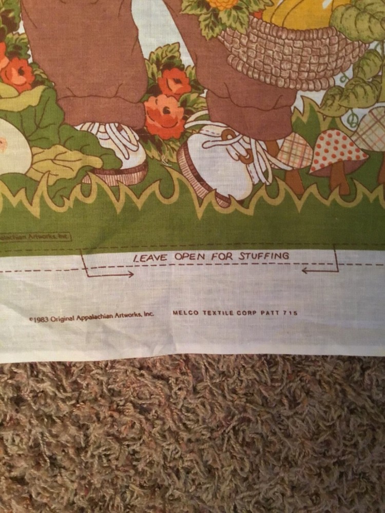 Vintage 1983 Cabbage Patch Kids Doll Pillow Fabric Panel Cut