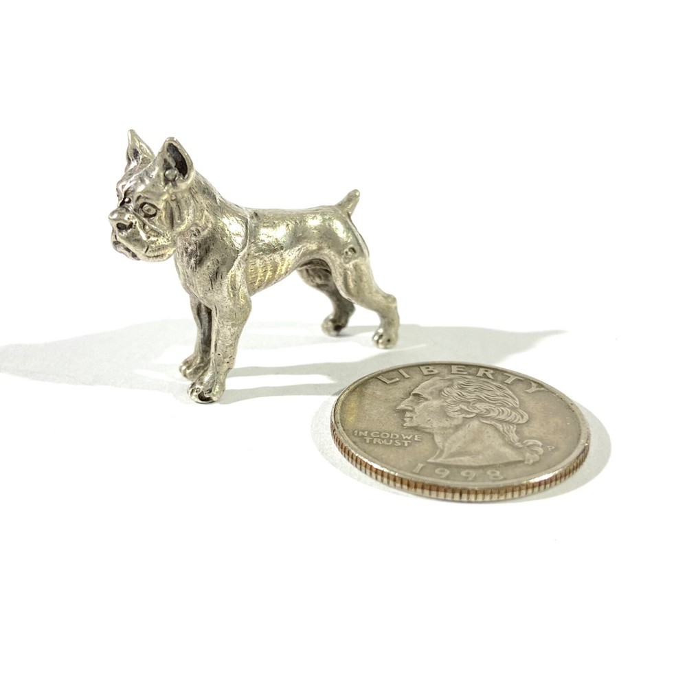vintage solid silver boxer miniature , hallmarked figurine