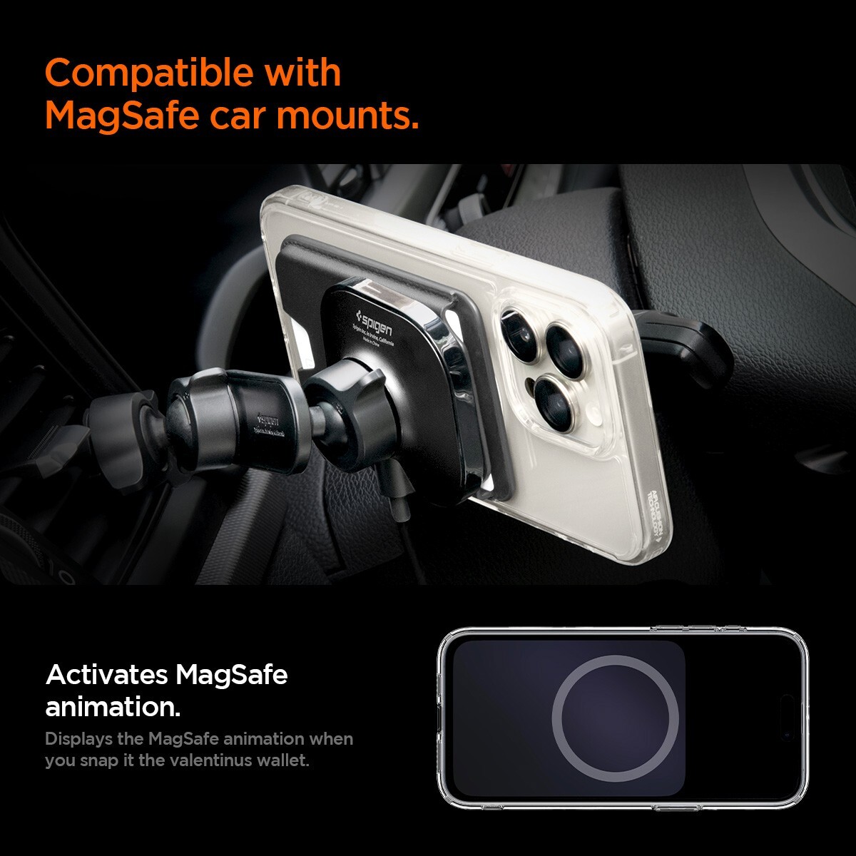 For iPhone | Spigen MagSafe Card Holder Valentinus Dual Magnets 3 Cards MagFit+