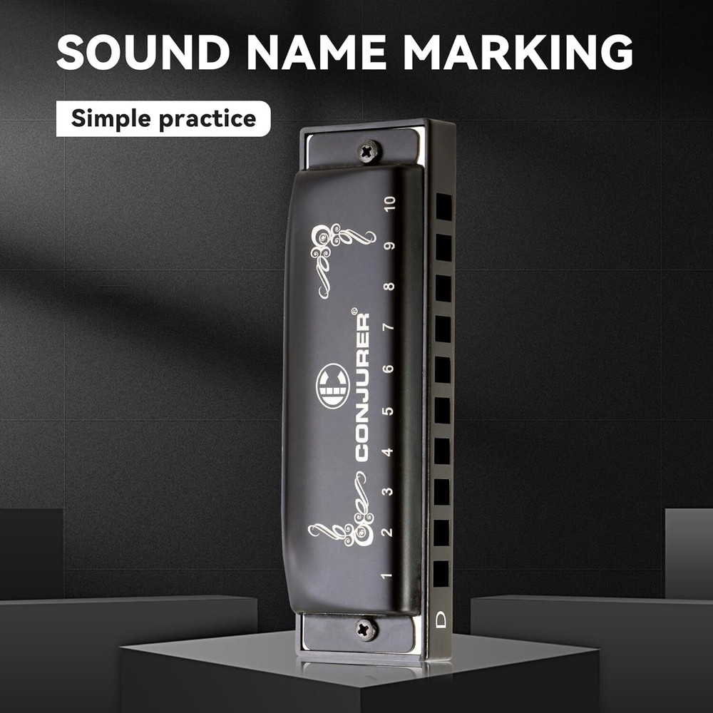 CONJURER Blues Harmonica 3 Keys Professional 10 Hole Diatonic Harmonica Set