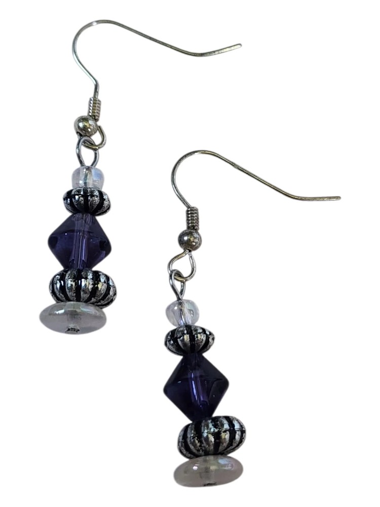 Beaded Earrings, Rainbow Acrylic Drops