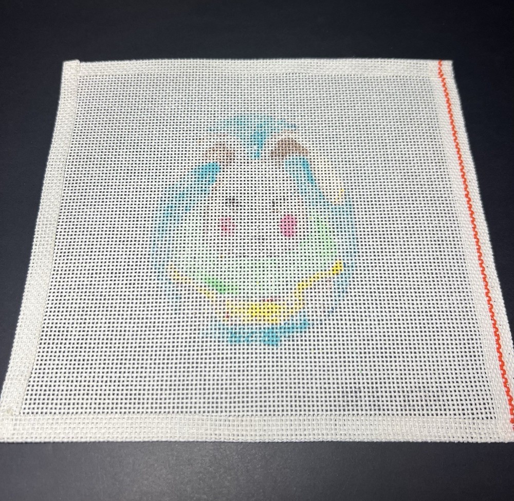 HAND PAINTED NEEDLEPOINT CANVAS, EASTER EGG WITH BUNNY, 14CT, SPRING COLORS