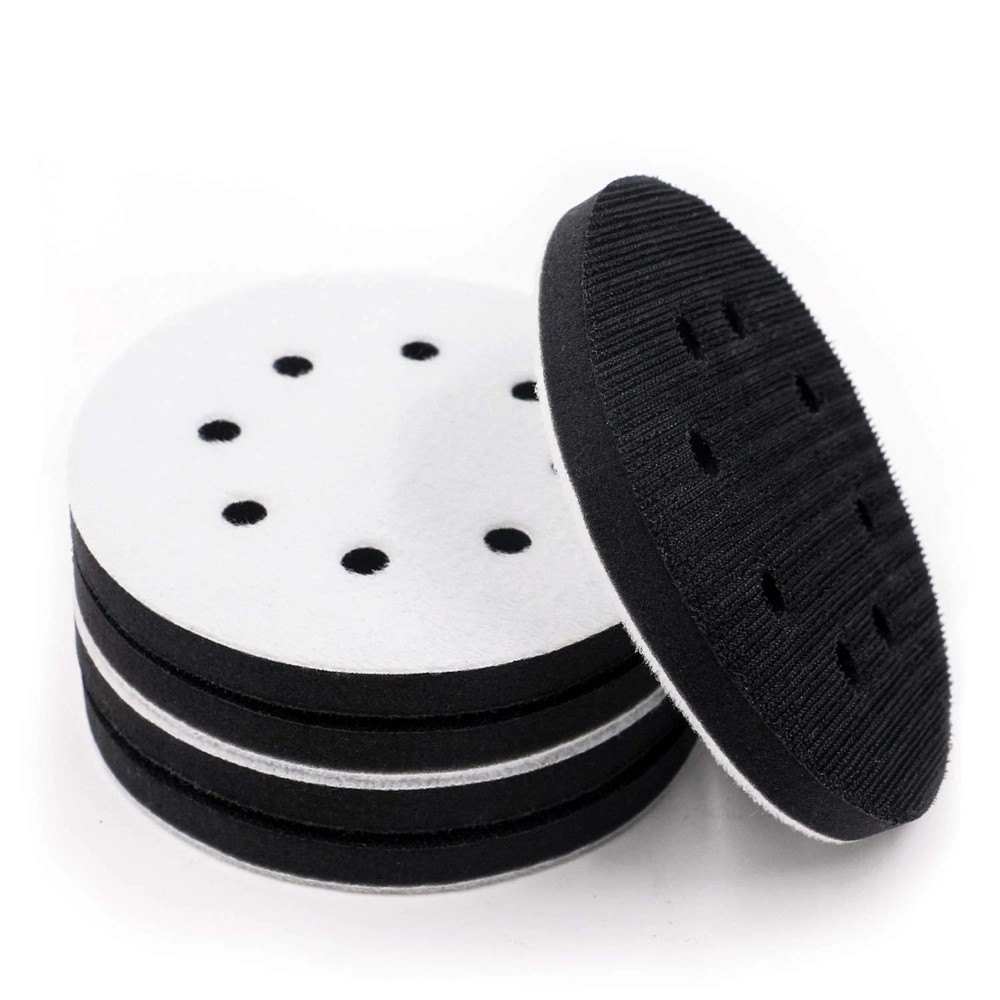 5 Pack 5 Inch 8 Holes Soft Density Interface Pads Hook and Loop 5" Sponge Cushio