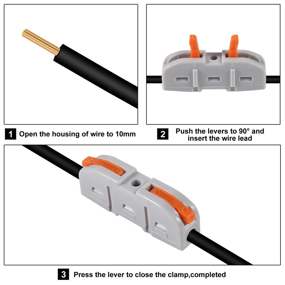 Lever Wire Connectors Quick Connect Electrical Splicing Kit for Compact Inlin...
