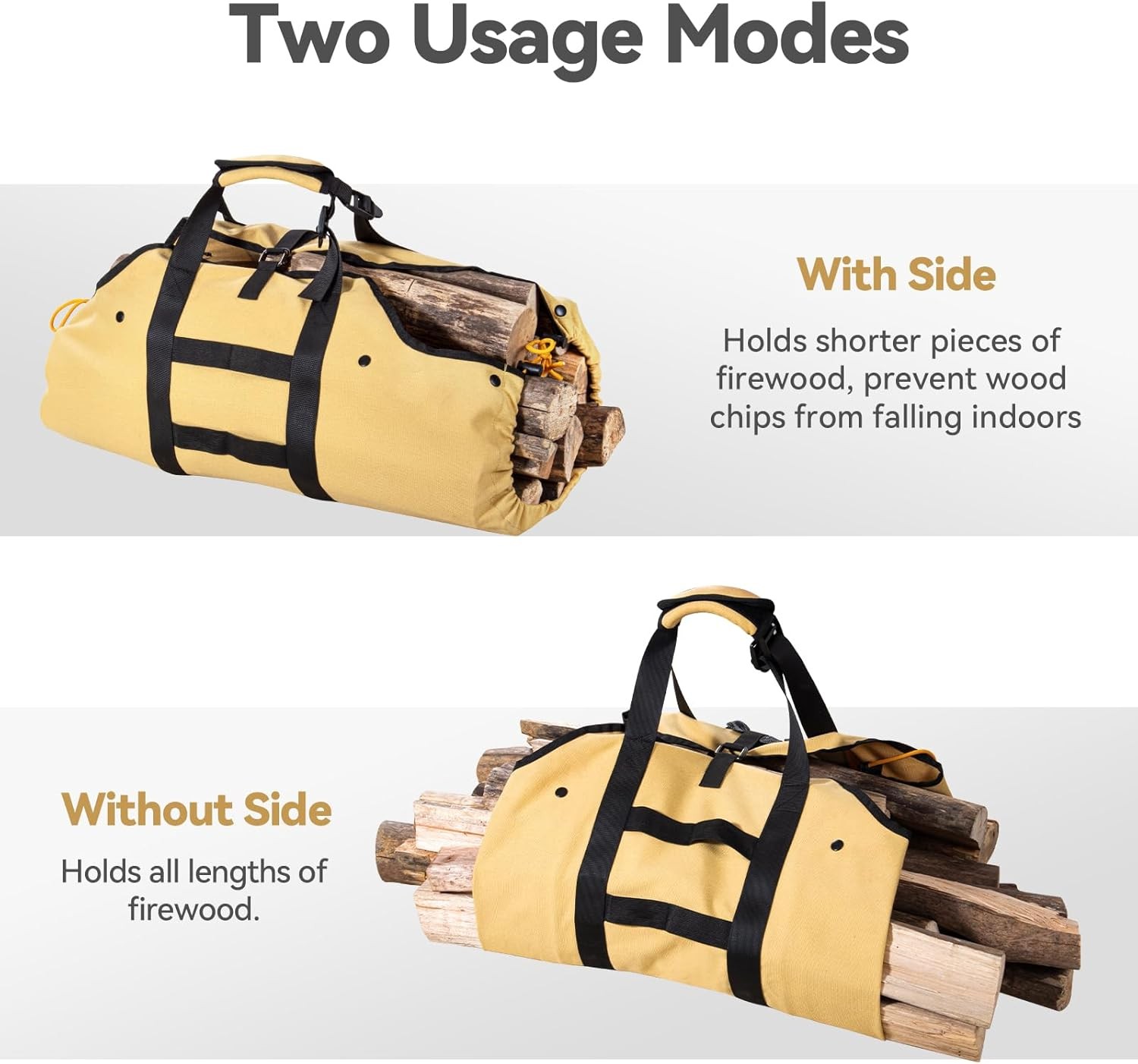 Firewood Carrier Waxed Canvas Log Carrier Sturdy Firewood Bags Heavy Duty Firewo