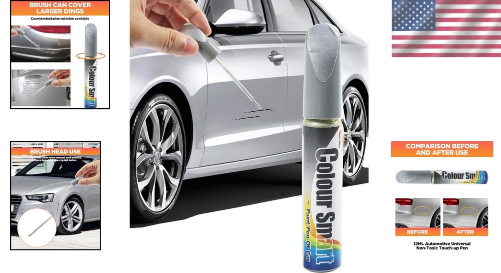 Silver Touch Up Paint Pen for Cars - Fast-Drying Scratch Fixing Solution