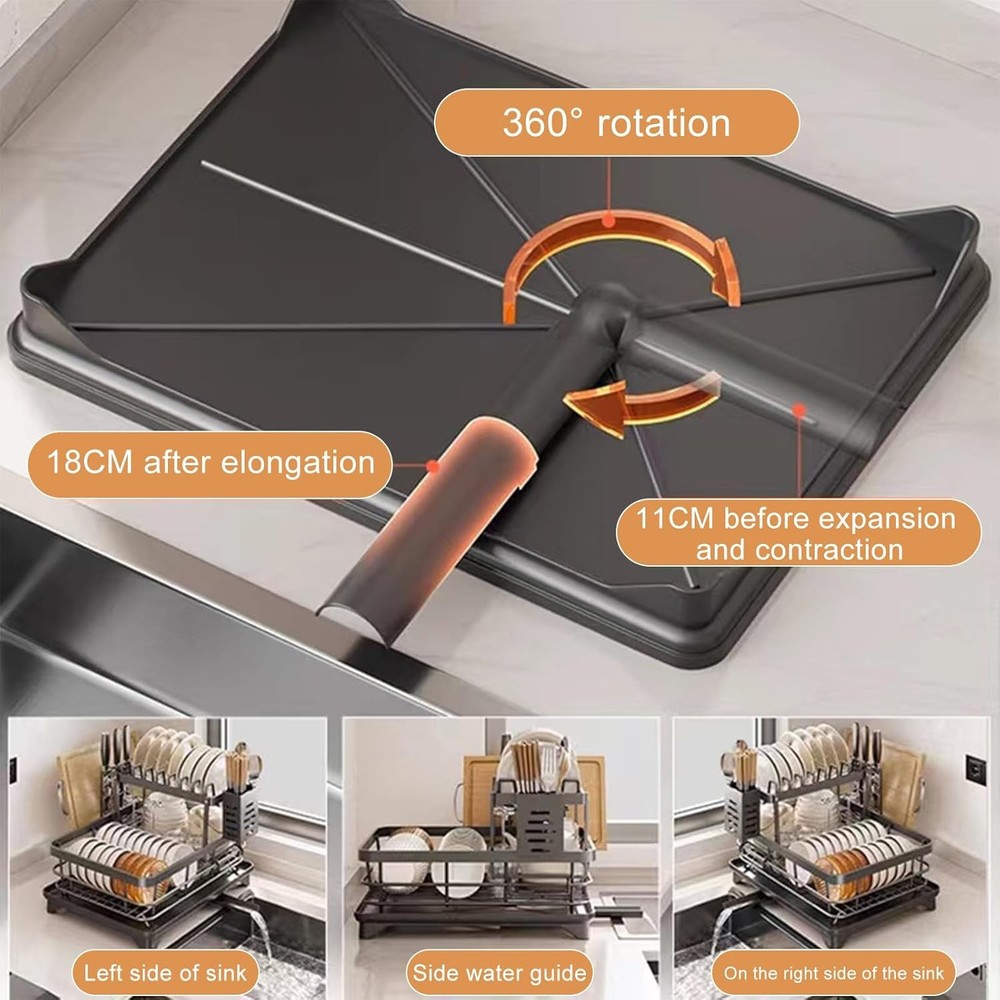 Dish Drying Rack 2-Tier Auto Draining Dish Drying Rack for Kitchen Counter