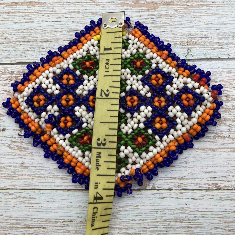 Vintage Evil Eye Patch Kuchi Tribal Textile Missing Beads (18724)