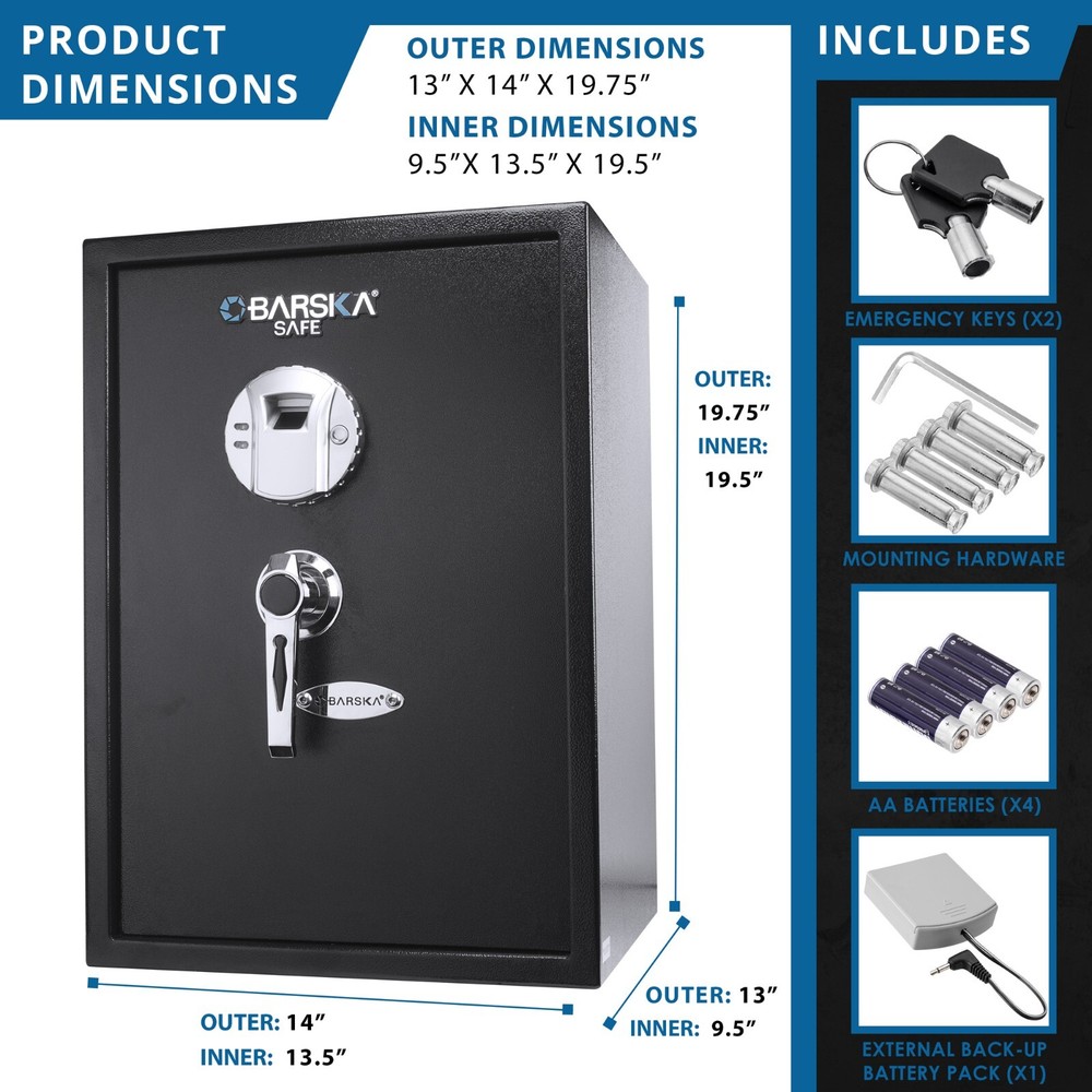 Barska 1.45 cu ft Large Secure Biometric Fingerprint Lock Safe + Dehumidifier