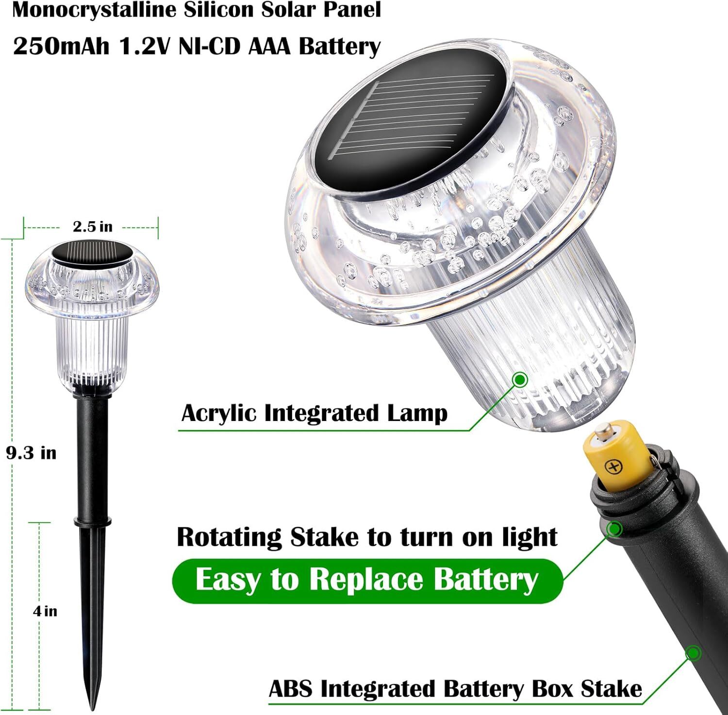 8 Pack Solar Garden Lights Outdoor Waterproof Pathway LED Lights Landscape Yard