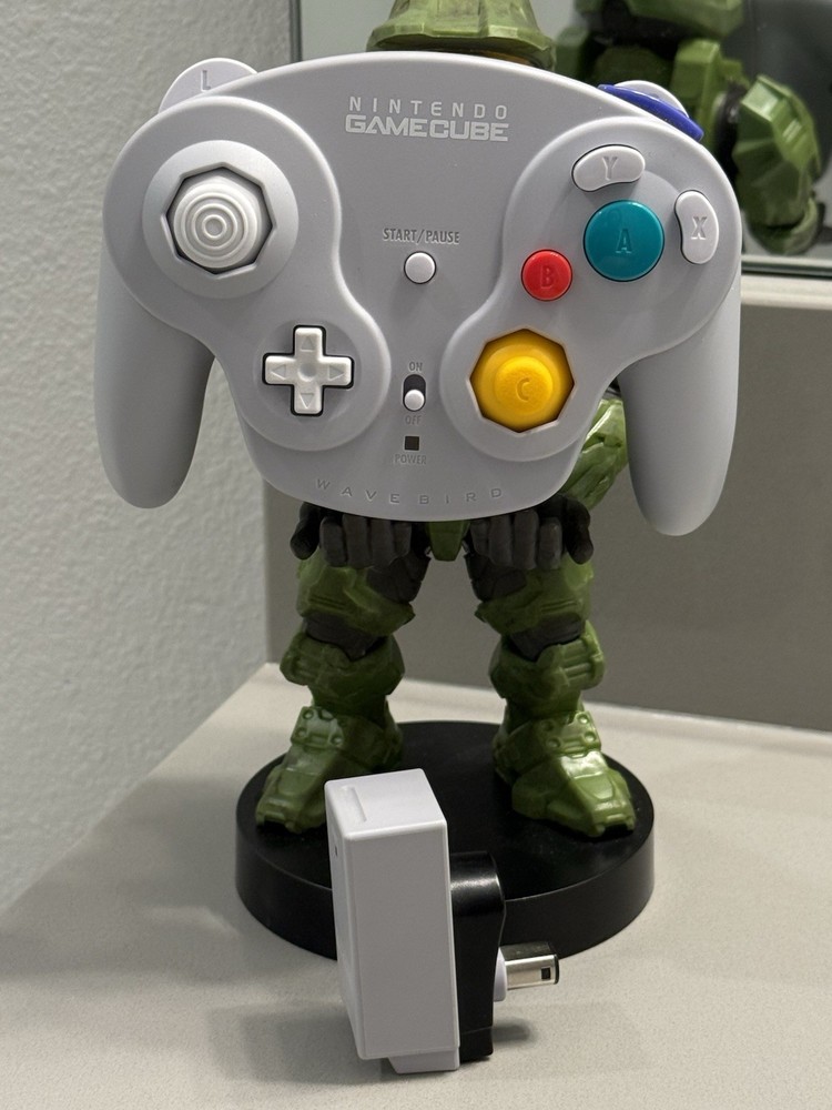 NICE Nintendo GameCube Gray WaveBird Controller w/Receiver - Tested & Working