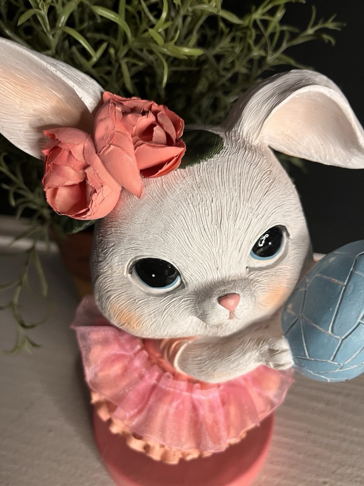 Ballerina Easter Bunny Girl Holding Easter Egg NWT