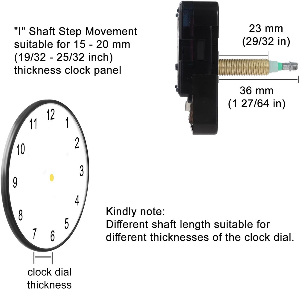 2-Pack “I” Shaft Quartz Clock Movement Replacement, Battery Operated Clock Mecha