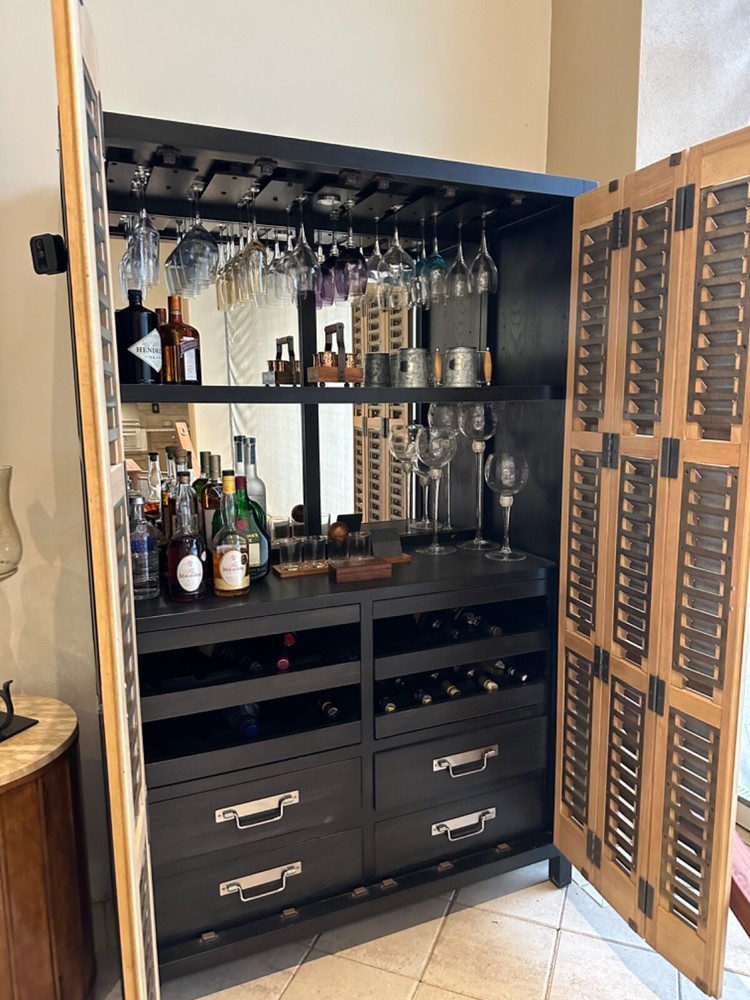 belluno rustic solid wood tall armoire bar and winery