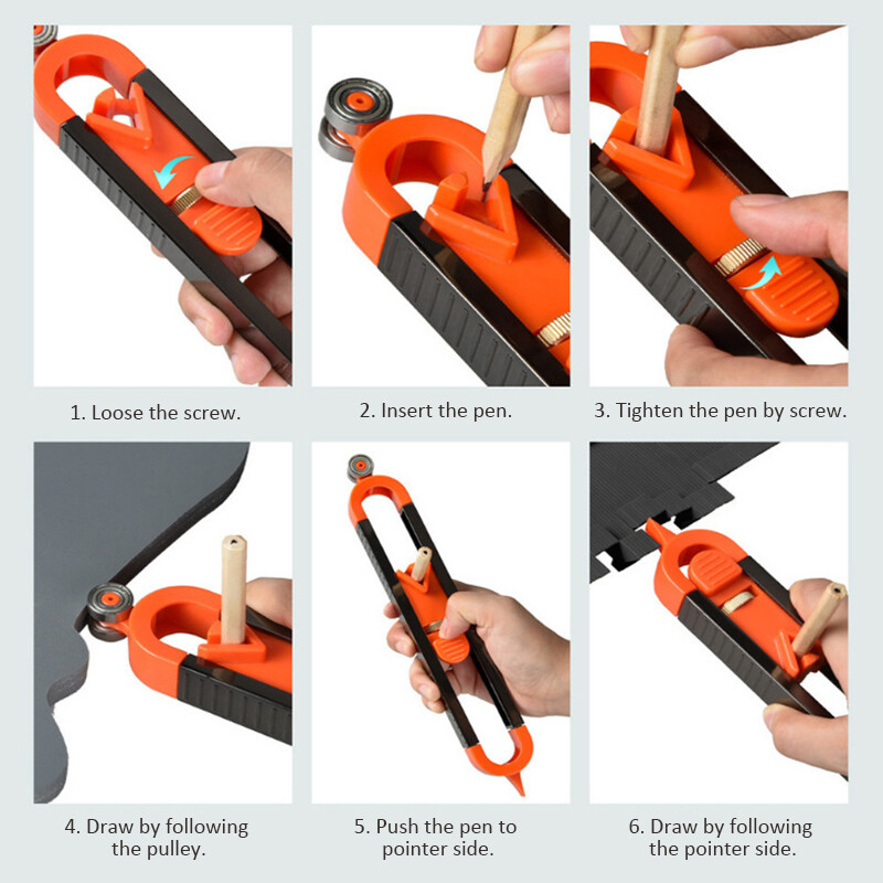 Precise Profile Contour Gauge Irregular Scribing Ruler Carpenter Measuring Tool