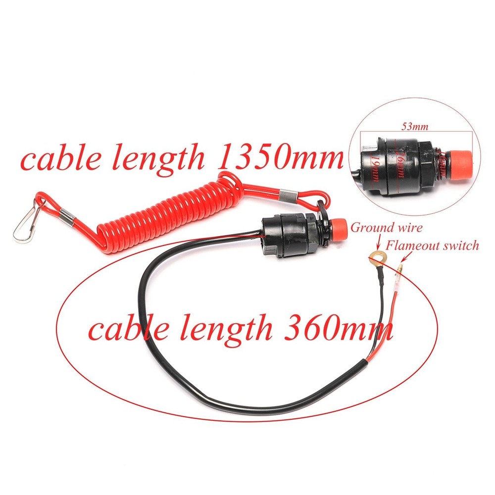 Boat Outboard Engine Motor Emergency Kill Stop Switch Safety Tether Lanyard