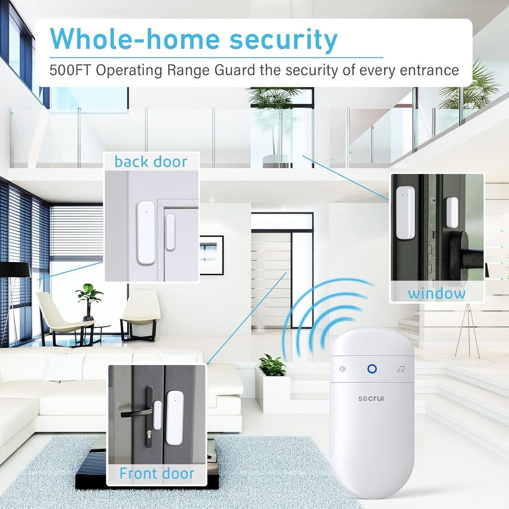 Wireless Door Chime Kit ABS 500ft Range Adjustable Volume Easy Install