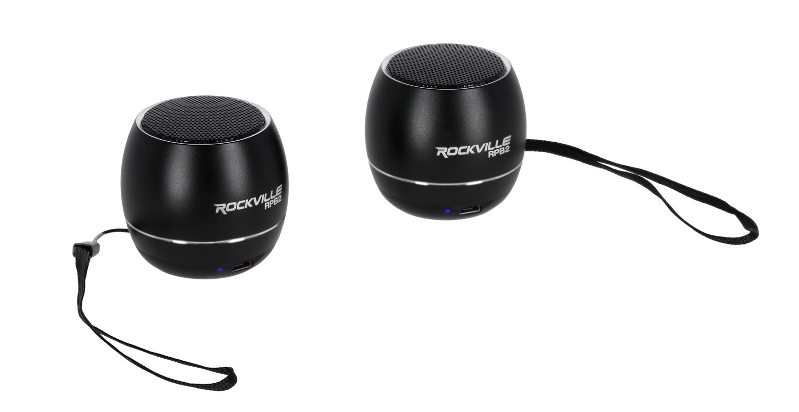 Pair Rockville RPB3-BLACK Handheld Wireless Linking Portable Bluetooth Speakers