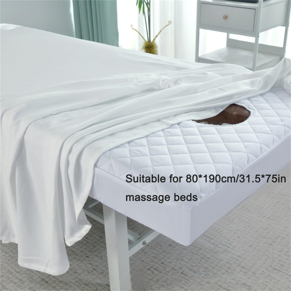 Waterproof Massage Table Fitted Sheet with Face Hole, Spa Bed Cover Sheets Su...