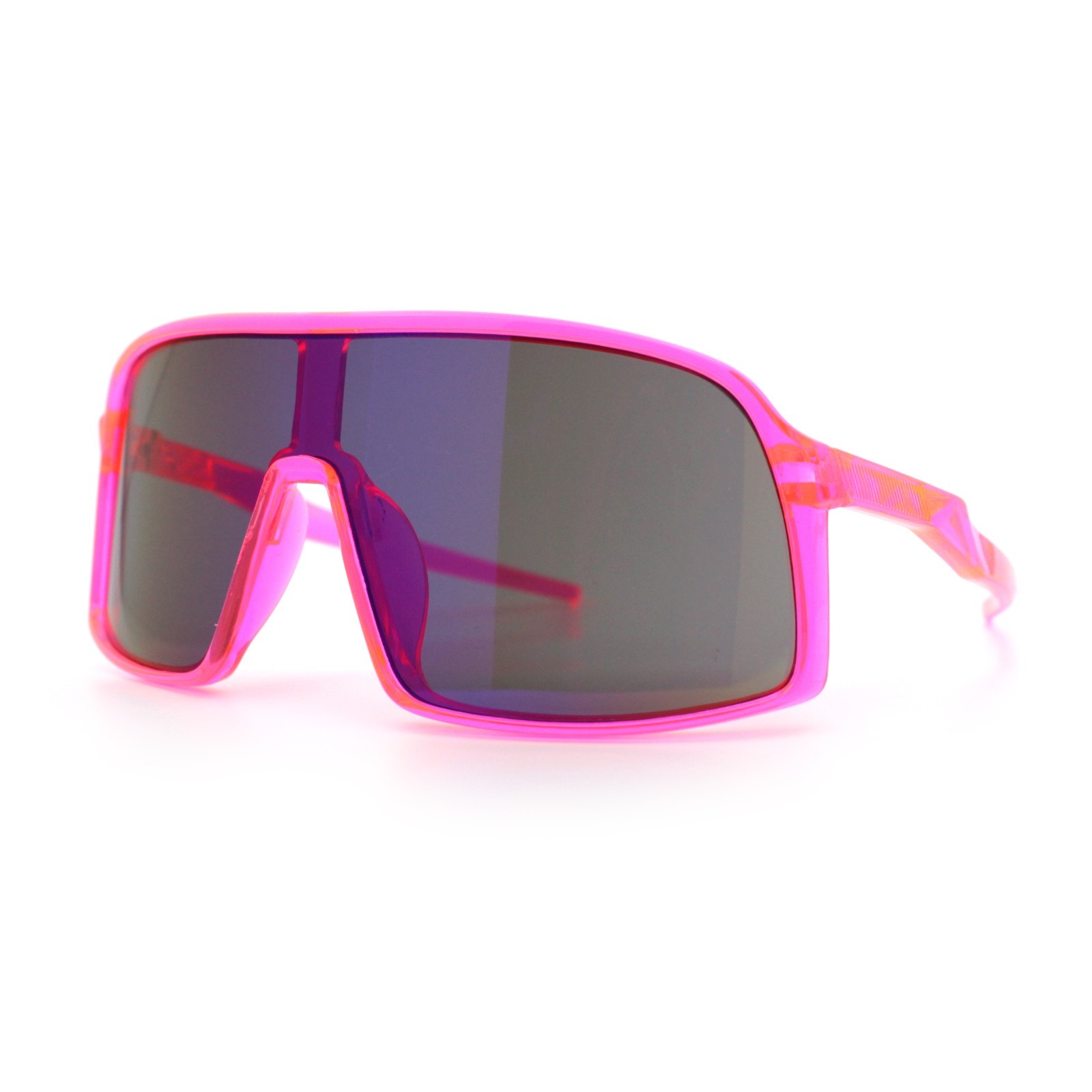 Boys Kids Size Color Mirror Large Shield Sport MTB Plastic Sunglasses