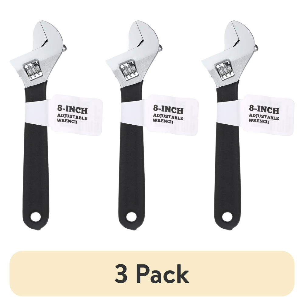 (3 pack) 8 inch Adjustable Wrench with Sure Grip Handle