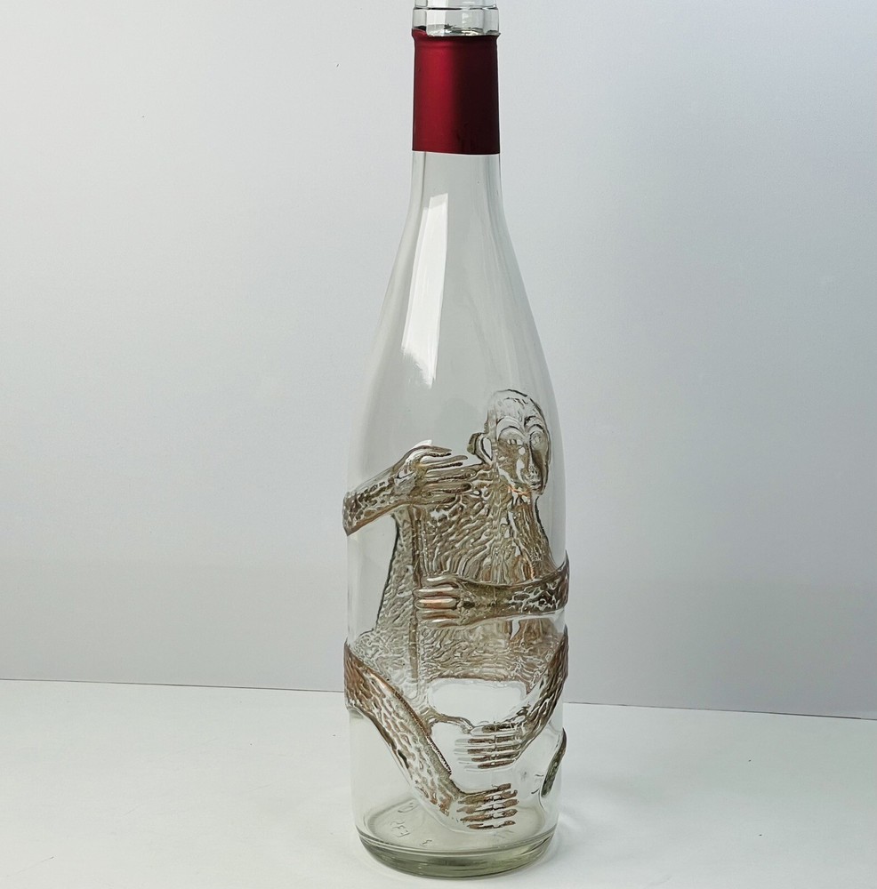 Affentaler Pinot Noir German Wine Bottle Embossed Monkey Design EMPTY