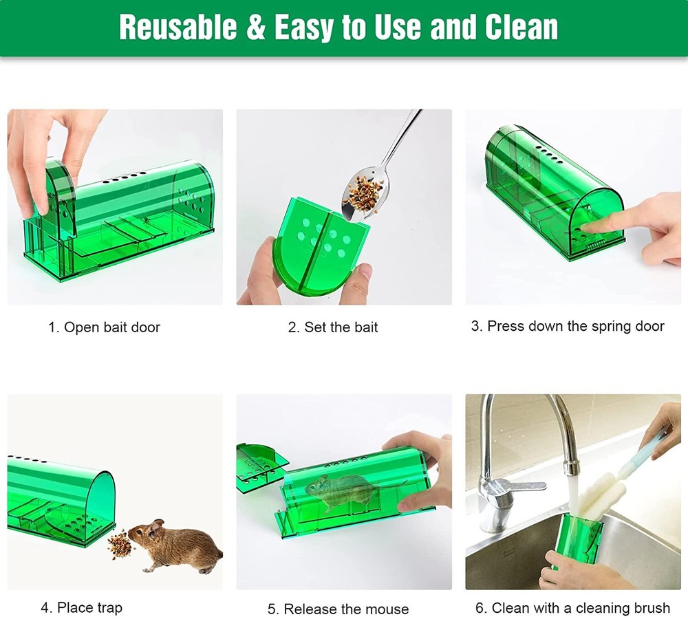 Humane Mouse Traps - 2 Pcs- Live Catch and Release green US Fast Ship