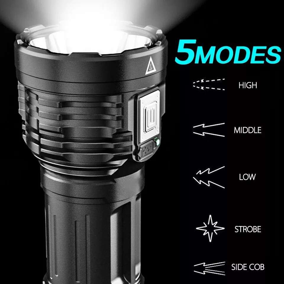 Super Bright 12000000LM Torch 8 LED Flashlight USB Rechargeable Tactical lights