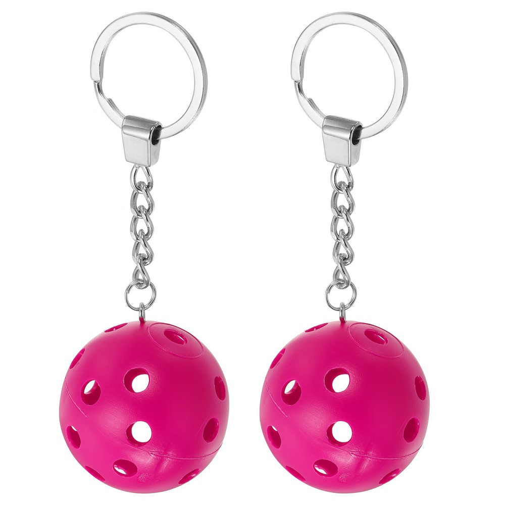 2PcsPickleball Keychains PE Plastic Mini Golf Balls Pickleball Ornament Rose Red