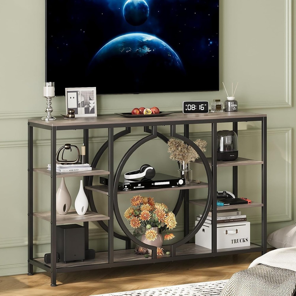 47" Industrial Console Tables Entryway Rustic Sofa Table Behind Couch 4 Tier