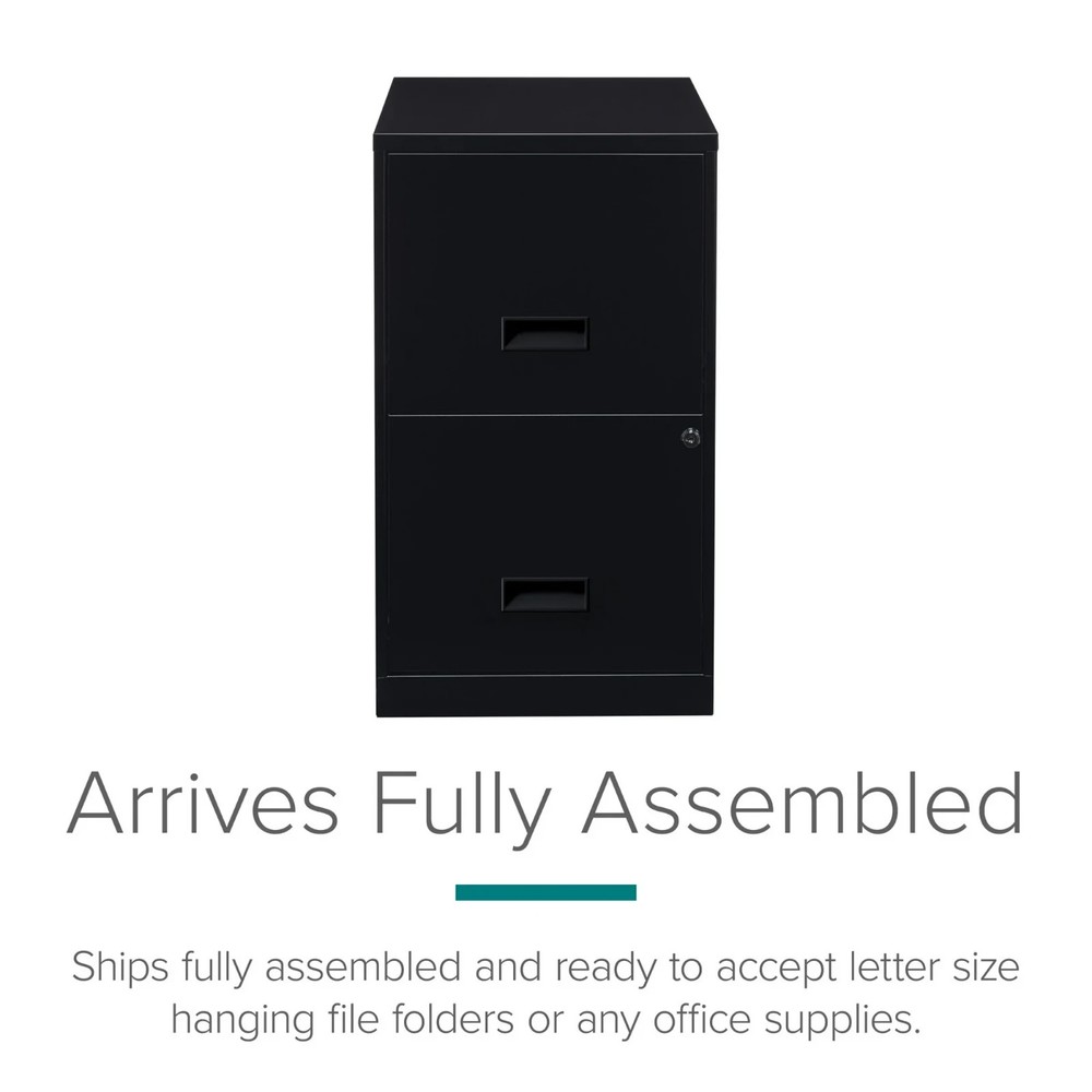 Space Solutions 18" Deep 2 Drawer Letter Width Vertical File Cabinet, Black