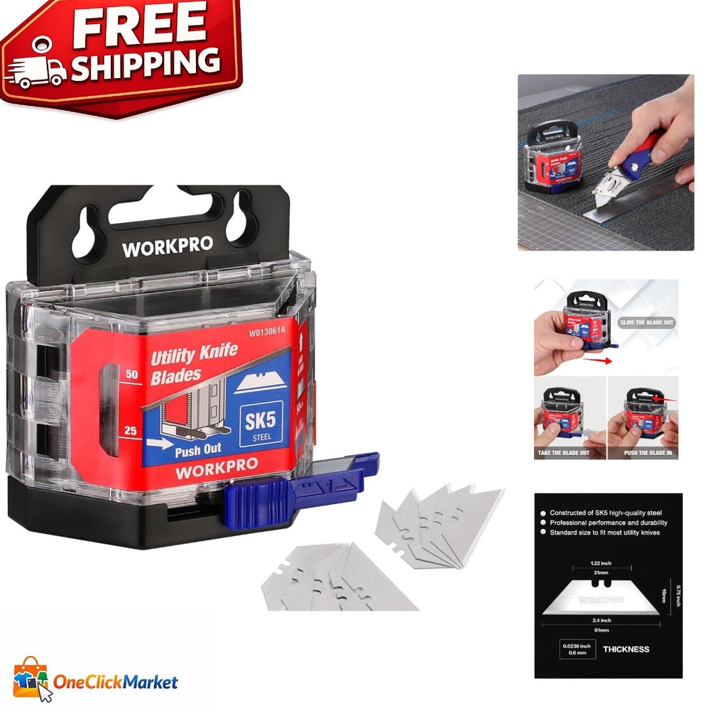 Innovative 50-Pack Utility Blades with Quick-Access Dispenser for Safe Storage