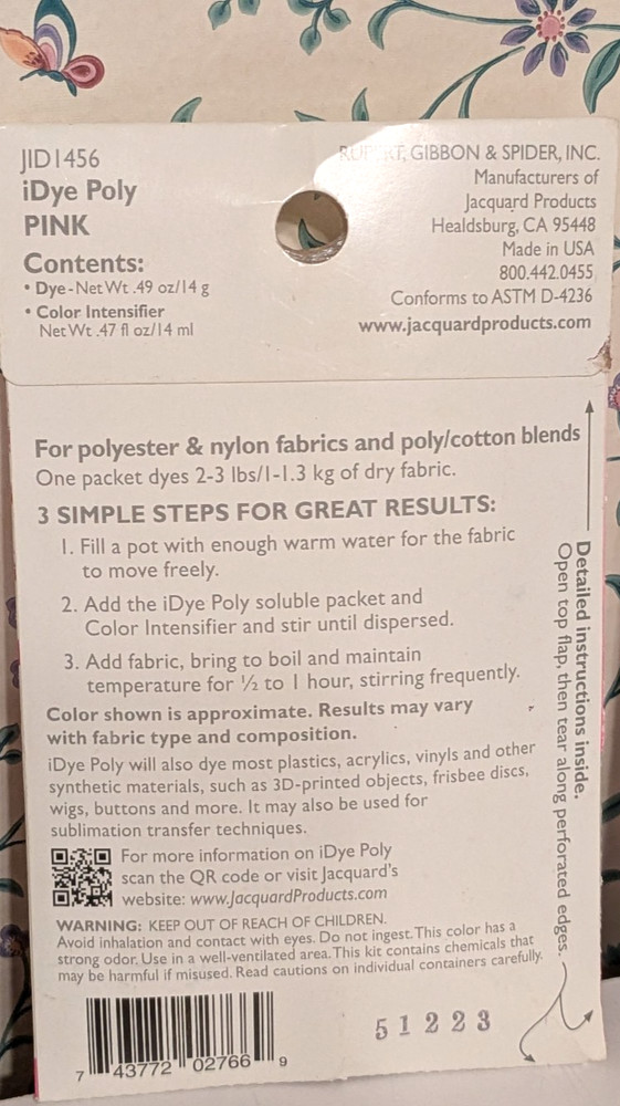 2 Packets, IDye Fabric Dye Pink
